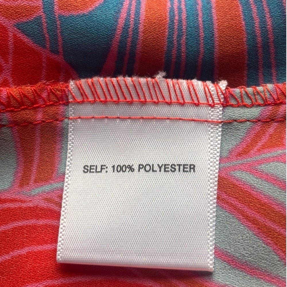 Rose + Olive Womens Halter Top Size S Coral Red Blue Tropical Leaf Boho Tassel - Picture 7 of 9